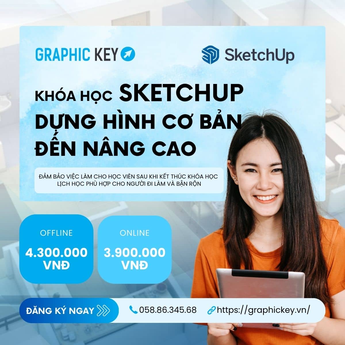 Dựng hình cơ bản tới nâng cao bằng Sketchup | Graphickey
