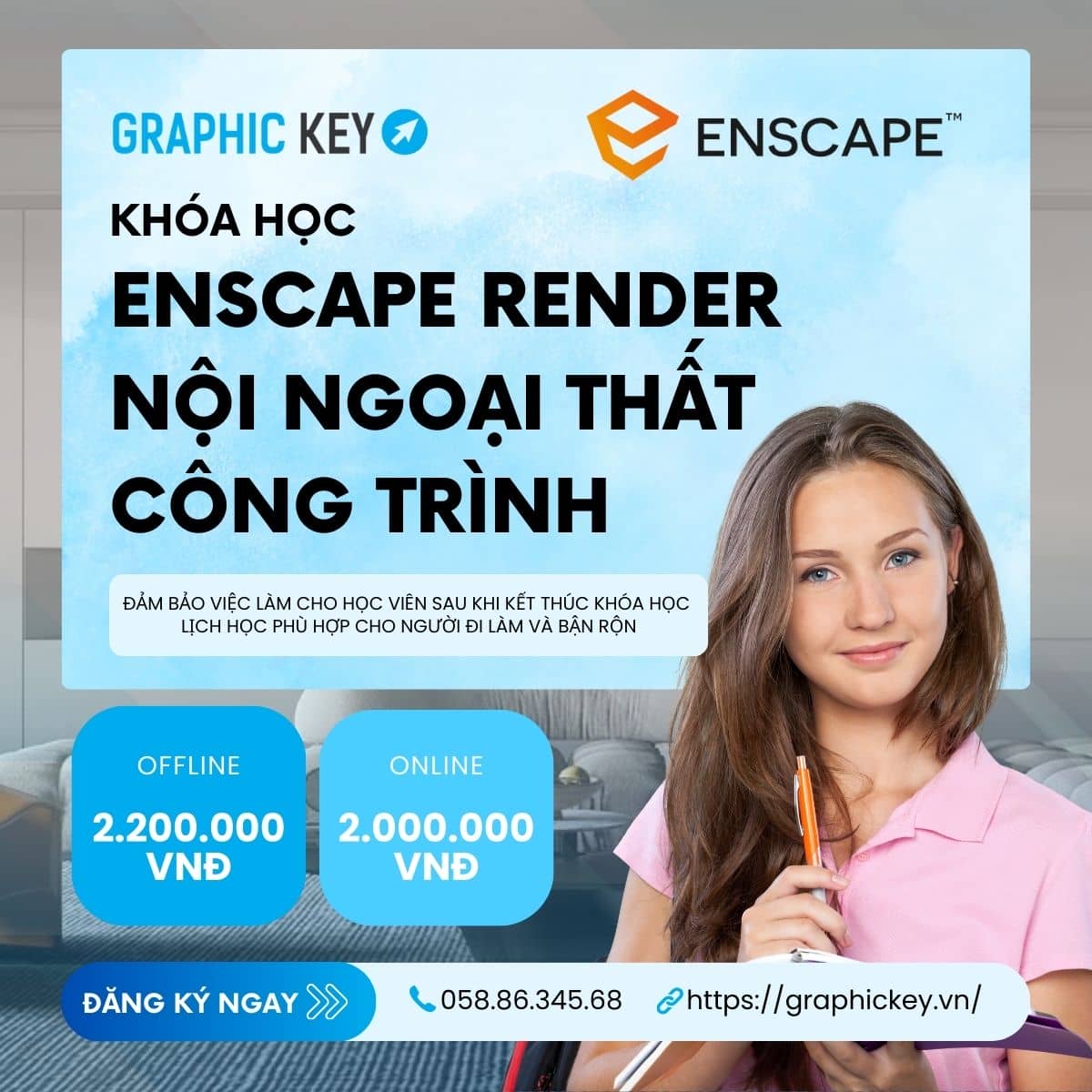 Enscape Render Nội Ngoại Thất Công Trình | Graphickey