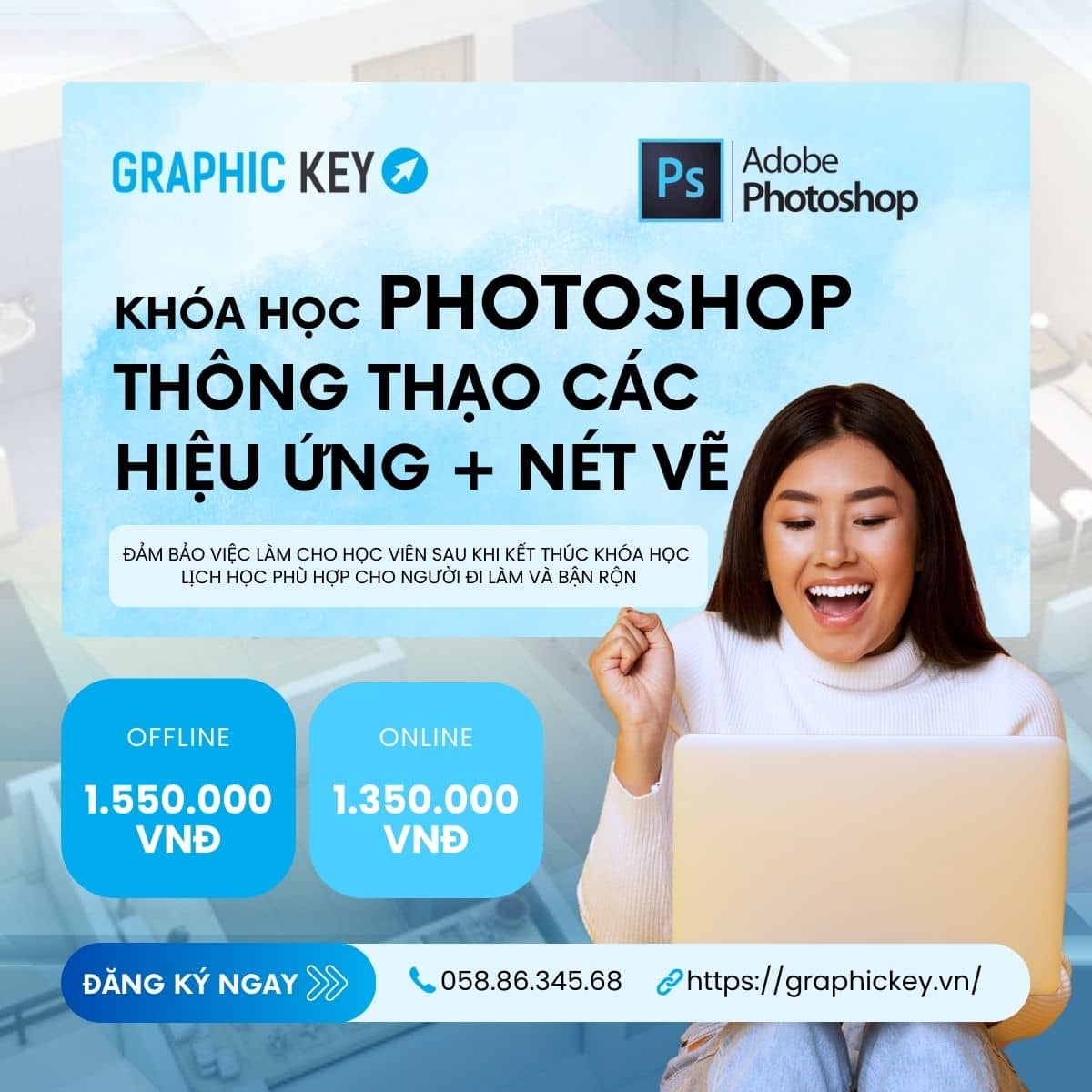 Khóa học Photoshop thông thạo các hiệu ứng + nét vẽ | Graphickey