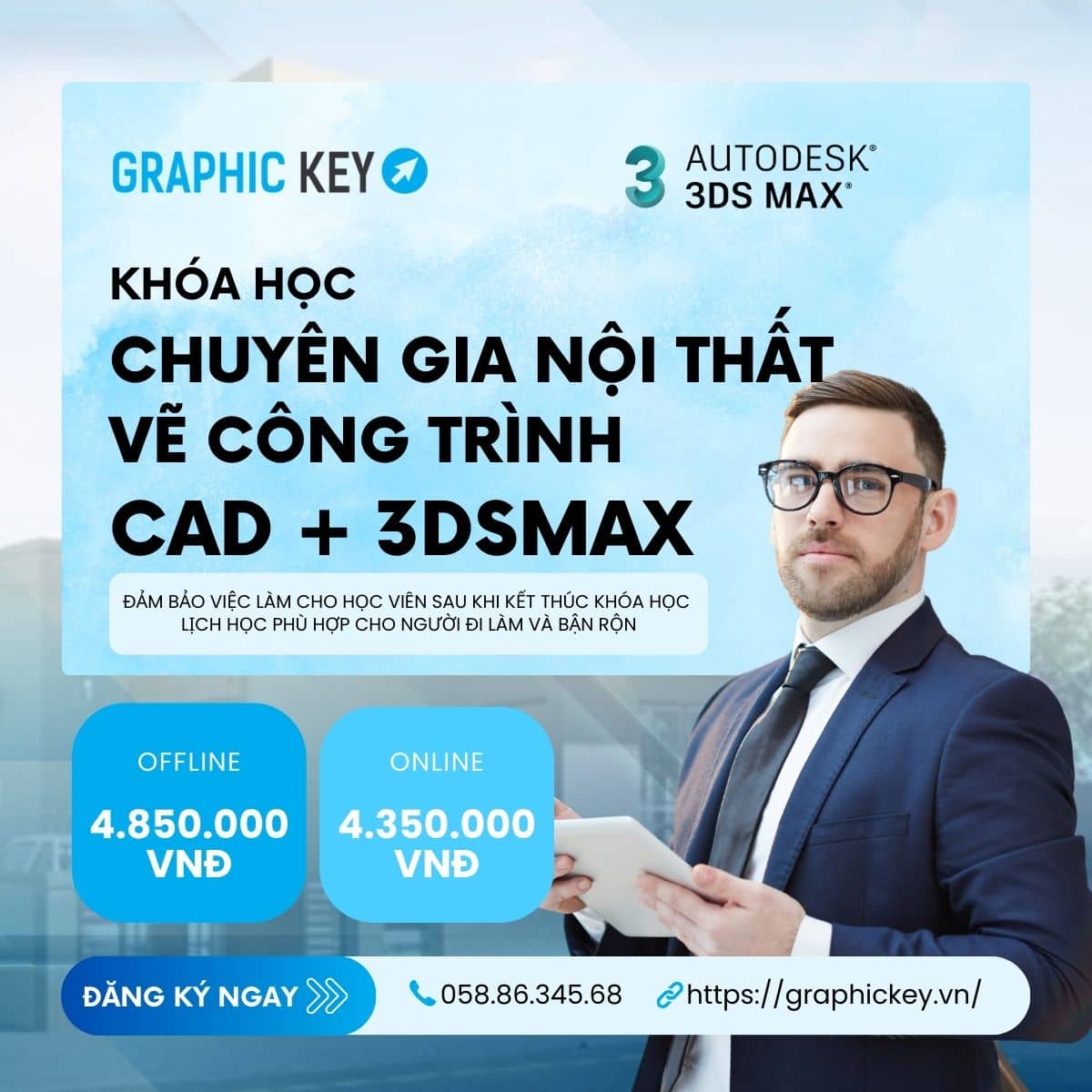 Khóa học Chuyên gia nội thất vẽ công trình CAD + 3DSMAX | Graphickey