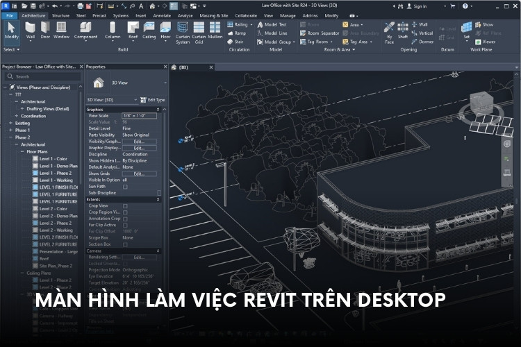màn hình làm việc revit