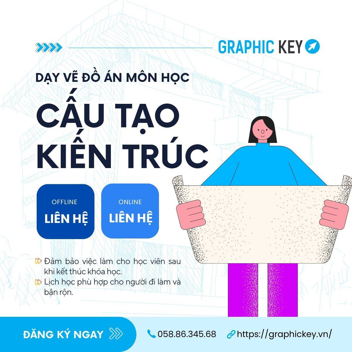 Dạy Vẽ Đồ Án Môn Cấu Tạo Kiến Trúc | Graphic Key