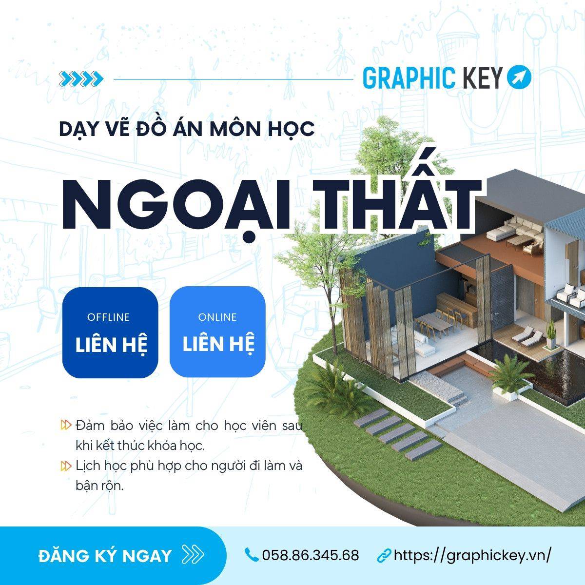 Dạy Vẽ Đồ Án Môn Học Ngoại Thất | Graphic Key