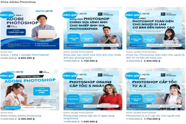 Graphic Key cung cấp nhiều khóa học Photoshop chuyên nghiệp