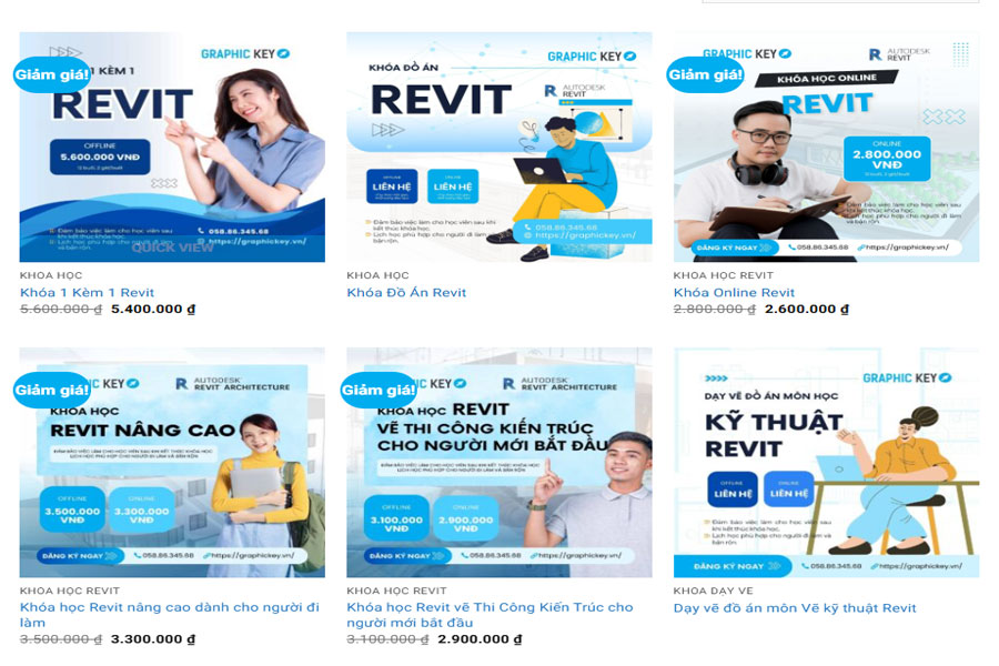 Graphic Key cung cấp nhiều khóa học Revit