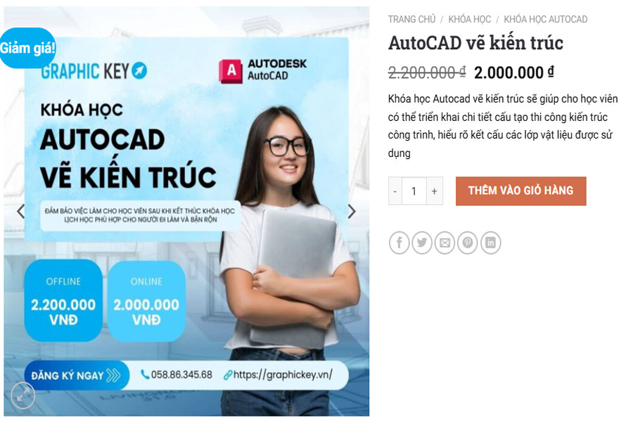 Khóa học AutoCAD vẽ kiến trúc của Graphic Key