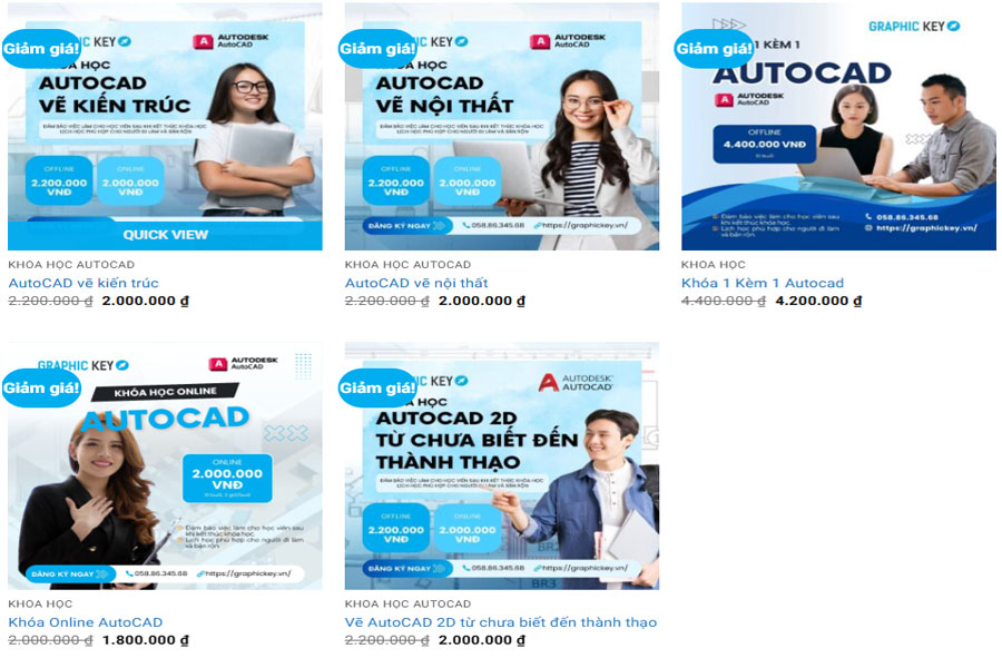 Một số khóa học AutoCAD TPHCM tại Graphic Key