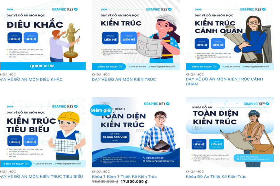 Một số khóa học với lộ trình cơ bản của Graphic Key