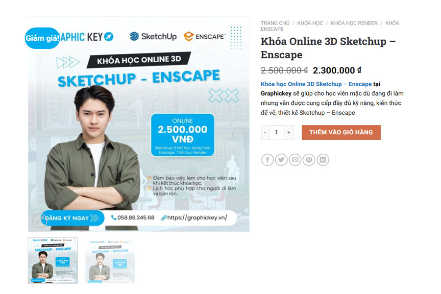 Graphic Key có khóa học SketchUp online cho những học viên ở xa