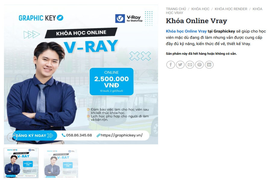 Khóa học Vray TPHCM của Graphic key qua hình thức online