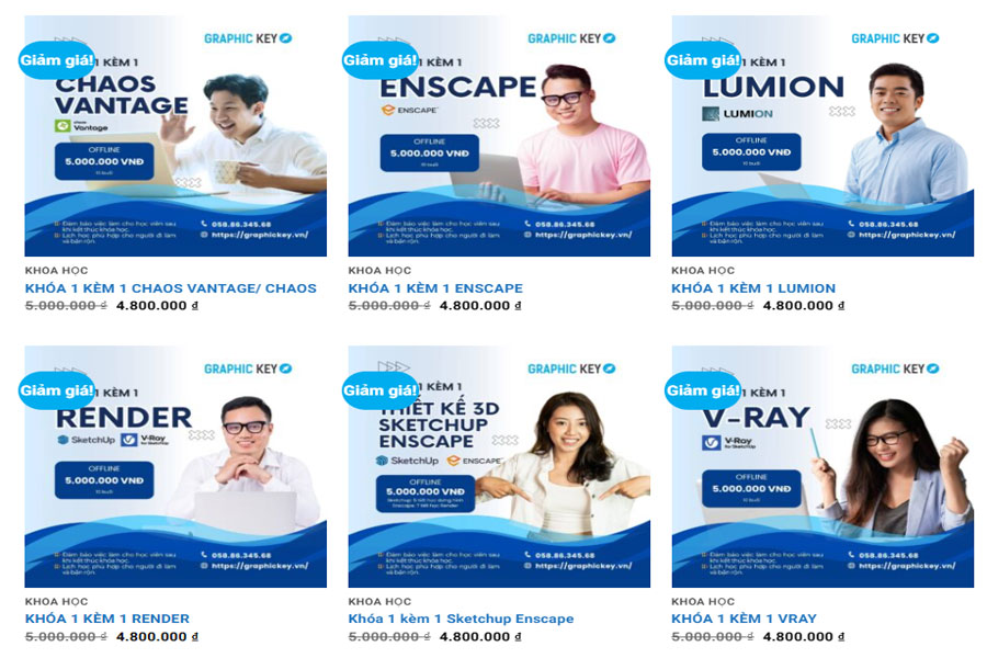 Graphic Key có rất nhiều khóa học Render TPHCM