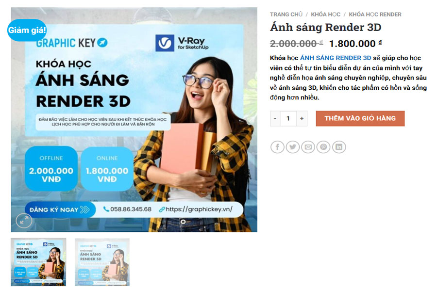 Khóa học ánh sáng Render 3D của Graphic Key